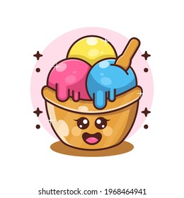 Happy cute ice cream cartoon