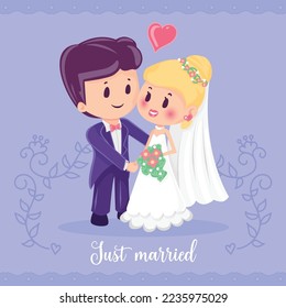 Happy cute just married couple