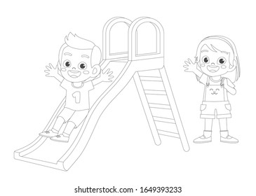 happy cute kid activity coloring book template