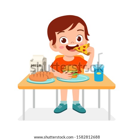 Similar – Image, Stock Photo Cute little boy eating ice cream in a waffle cone. Child is tasting gelato in Italian cafe. Unhealthy street fast food.