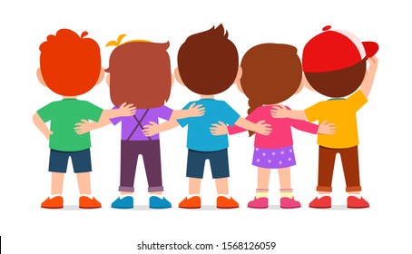 happy cute kid boy and girl hug together vector