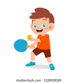happy cute kid boy play train pingpong