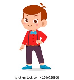 happy cute kid boy pose as model vector