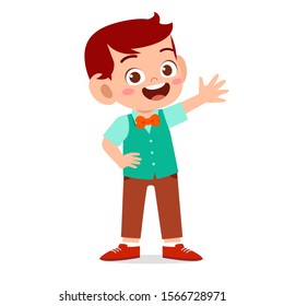 happy cute kid boy pose as model vector