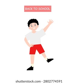 happy cute kid boy ready to go to school. Back to school concept