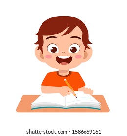 happy cute kid boy study with a smile