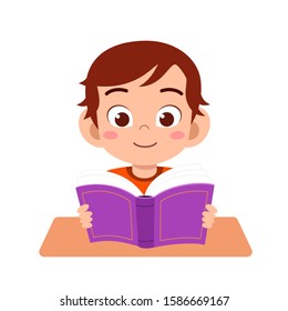 happy cute kid boy study with smile