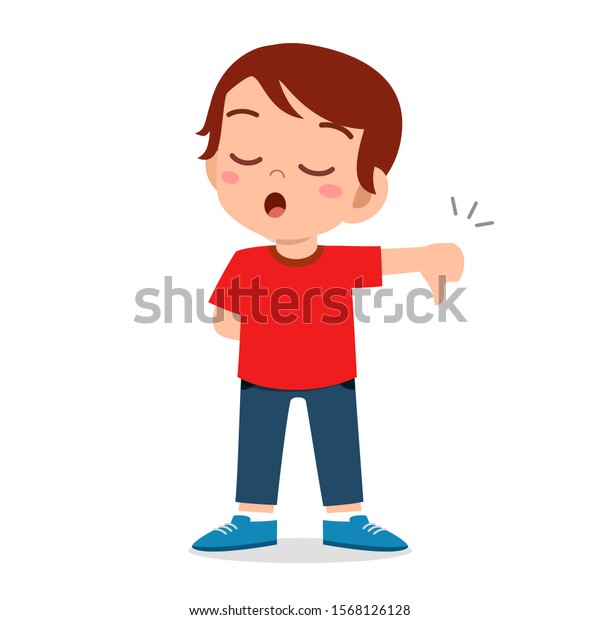 Happy Cute Kid Boy Thumb Down Stock Vector (Royalty Free) 1568126128 ...