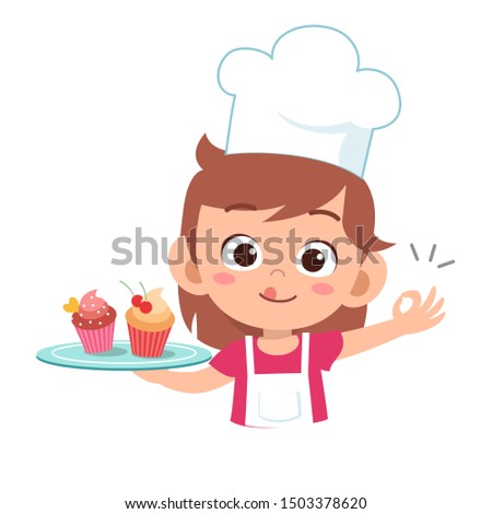 happy cute kid chef cook in kitchen