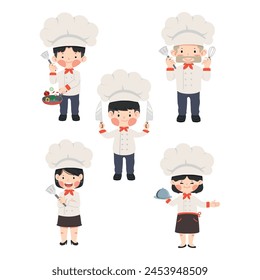 Happy Cute Kid In Chef Costume set