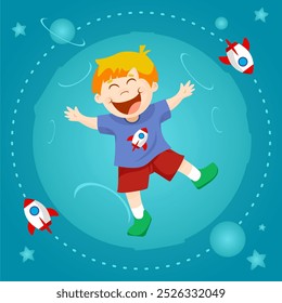 Happy cute kid editable. vector illustration