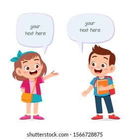 happy cute kid girl and boy balloon dialog vector