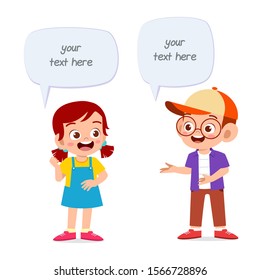 happy cute kid girl and boy balloon dialog vector