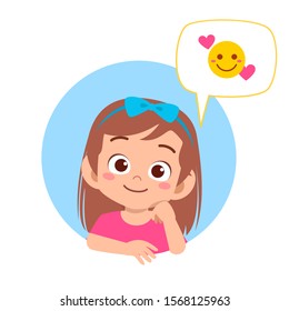 happy cute kid girl with emoji expression vector