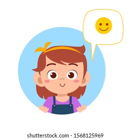 happy cute kid girl with emoji expression vector