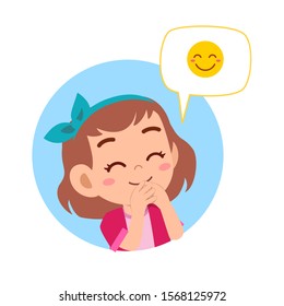 happy cute kid girl with emoji expression vector