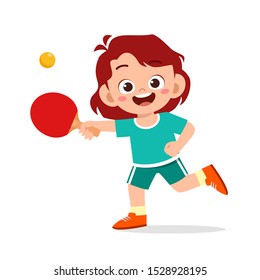 happy cute kid girl play train pingpong