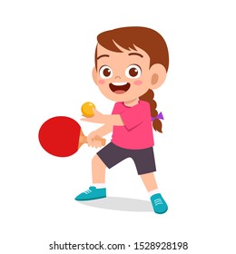 happy cute kid girl play train pingpong