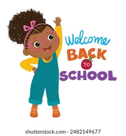 happy cute kid girl ready to back to school