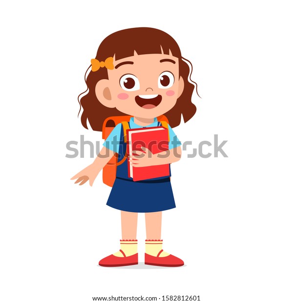 Happy Cute Kid Girl Ready Go Stock Vector Royalty Free