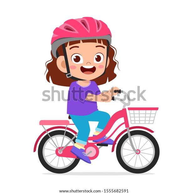 happy cute kid girl\
riding bike smile