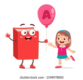 happy cute kid girl smile with mascot