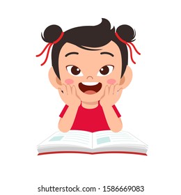happy cute kid girl study with a smile