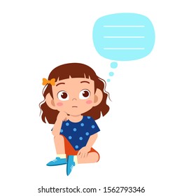 happy cute kid girl think about problem vector