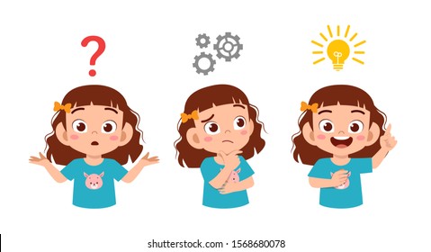 happy cute kid girls search idea process