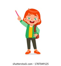 happy cute kid little boy girl ready to back to school