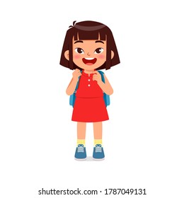 happy cute kid little boy girl ready to back to school