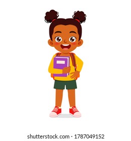 happy cute kid little boy girl ready to back to school