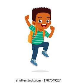 happy cute kid little boy girl ready to back to school