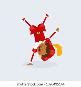 Happy and cute kid with red costume celebrate holidays - vector illustration isolated