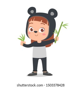 happy cute kid wear animal party costume