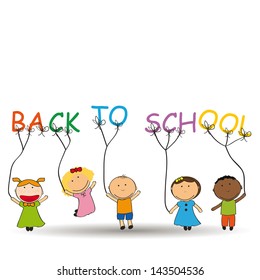 Happy and cute kids back to school