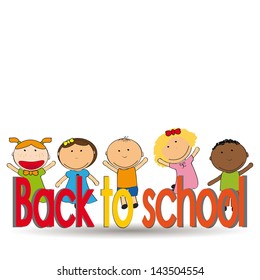 Happy and cute kids back to school