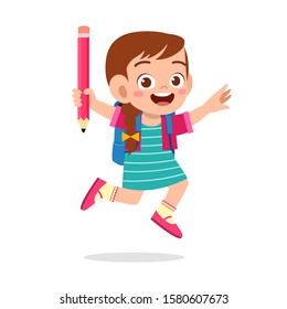 happy cute kids with book and pencil