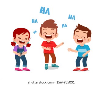 happy cute kids boy and girl laugh together vector