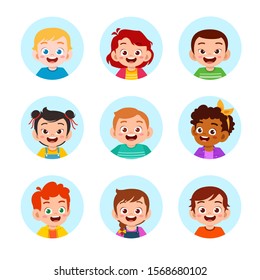 Happy Cute Kids Boy And Girl Avatar Face