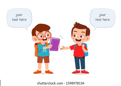 happy cute kids boy and girl study together