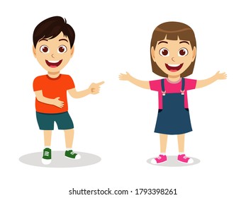 Happy Cute Kids Boy Girl Smile Stock Vector (Royalty Free) 1793398261 ...