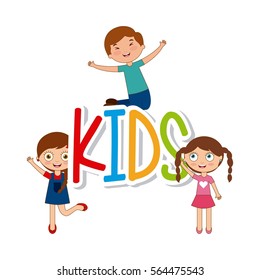 Happy Cute Kids Over White Background Stock Vector (Royalty Free ...