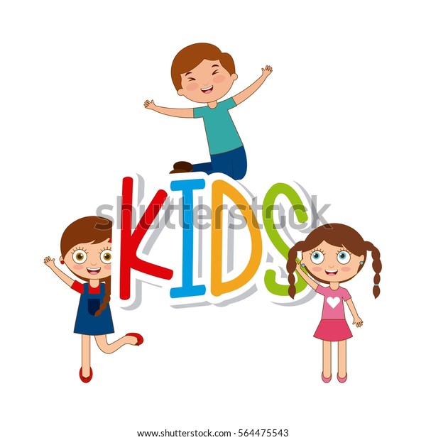 Happy Cute Kids Over White Background Stock Vector (Royalty Free ...