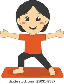 Happy Cute Kids Sport Character on White Background. Vector Cartoon Illustration