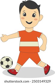 Happy Cute Kids Sport Character on White Background. Vector Cartoon Illustration