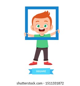 happy cute kids study many shape polygon