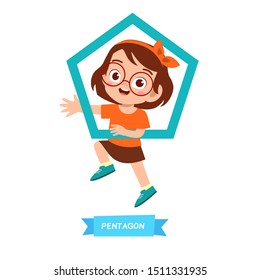 happy cute kids study many shape polygon