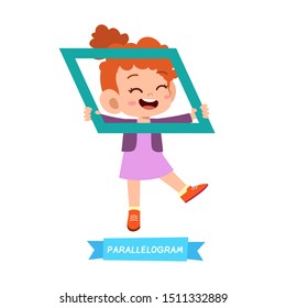 happy cute kids study many shape polygon