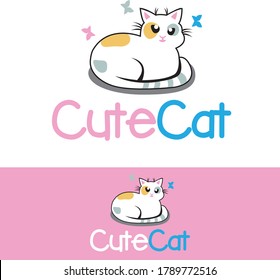 Happy Cute kitty cartoon character logo design illustration. cute/adorable cat mascot vector illustration